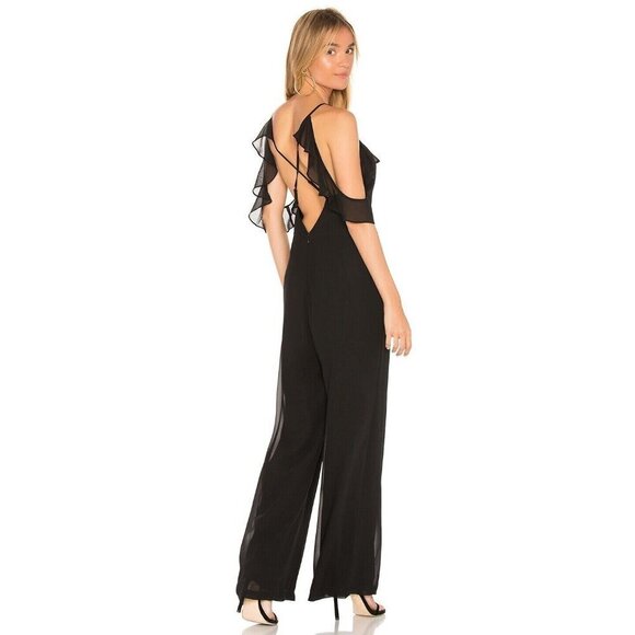 NWT Yumi Kim Boulevard Jumper in Black Cross-back Ruffle Strap Jumpsuit XS $218 - Picture 2 of 8